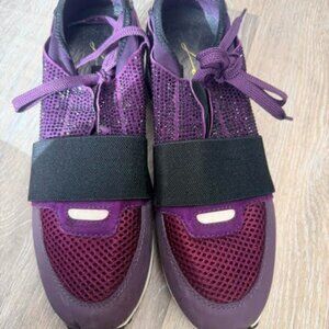 Lola Cruz 228Z88BK Womens US 8 Shoes Purple Black Leather Lace Up Sneakers